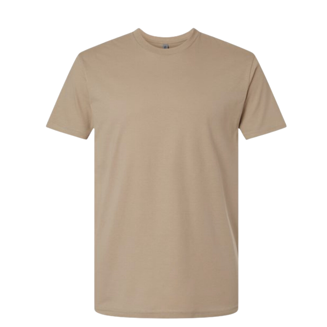 Short Sleeve Cotton Crew Neck Blank Tee - Dark Tan