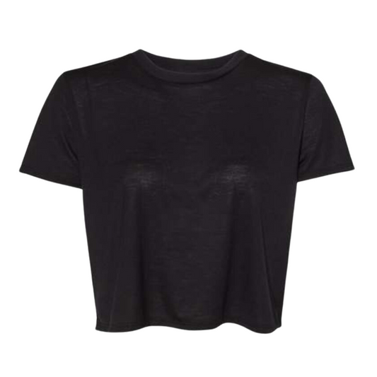 Women’s Flowy Crop Blank Tee - Black