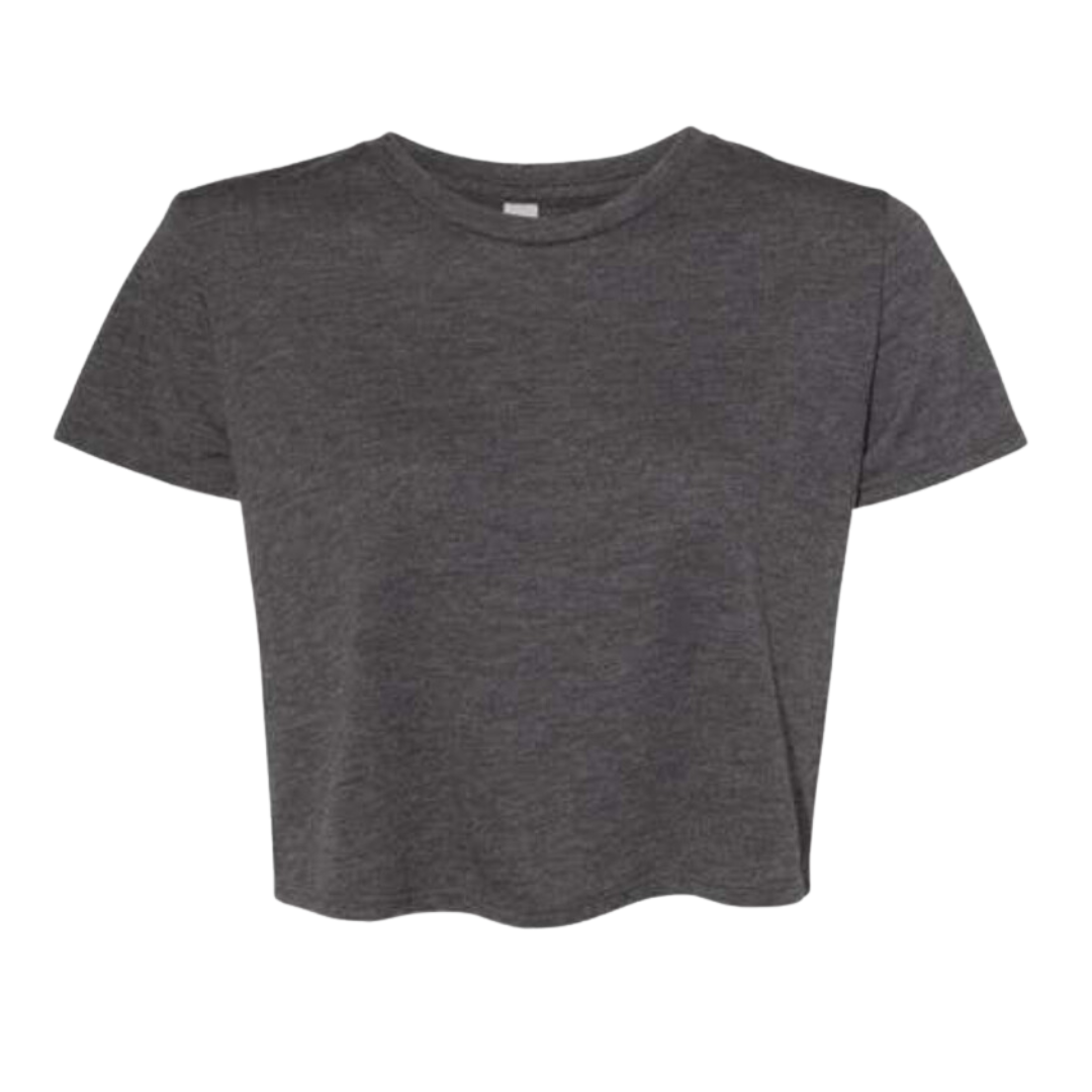 Women’s Flowy Crop Blank Tee - Dark Grey