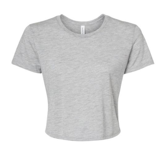 Women’s Flowy Crop Blank Tee - Athletic Grey